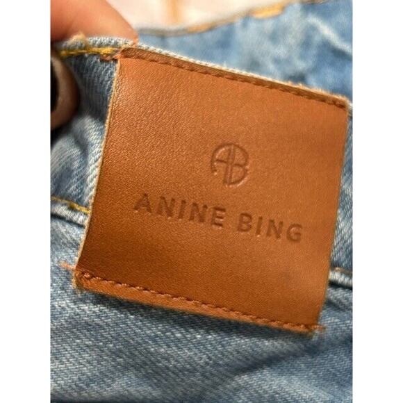 Anine Bing Womens Roy Jeans Nordic Blue‎ Button Fly Split Hem Flare Leg Size 31 - Picture 6 of 13